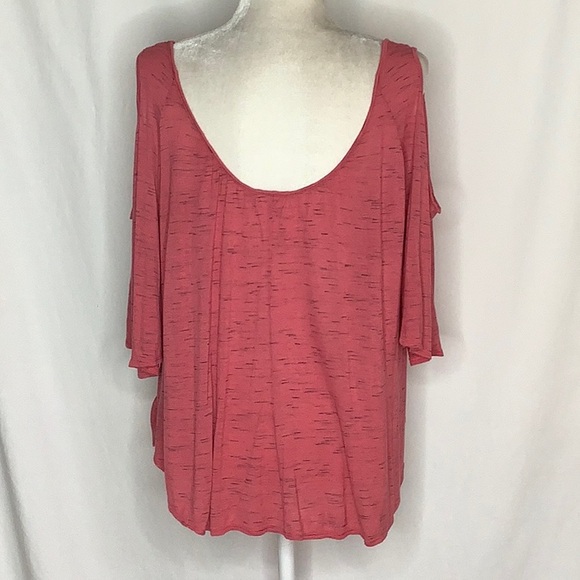 H.I.P. Pink Jersey Knit Cold Shoulder Top Size M - Picture 2 of 9